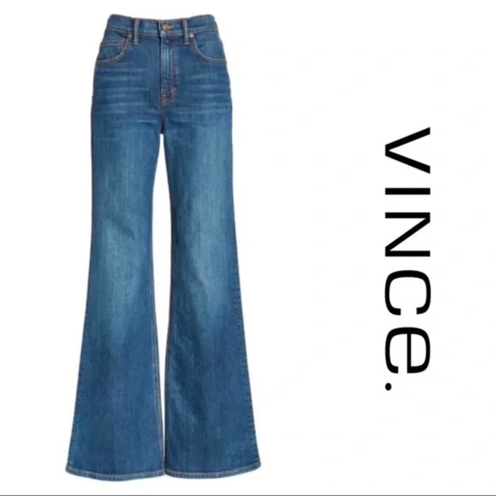 Vince Blue High-Rise Wide Leg Jeans - Picture 2 of 13